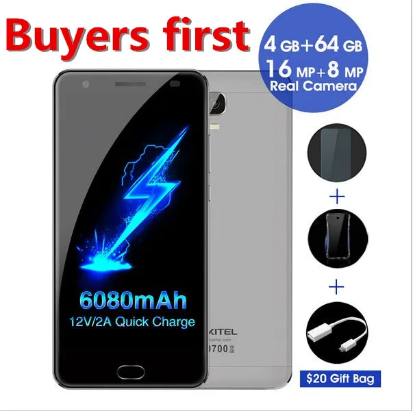 Oukitel K6000 plus 6080mAh 12V 2A charge Android 7 0 MTK6750T Octa Core 5 5 16MP