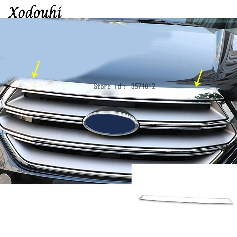 

For Ford EDGE 2015 2016 2017 car ABS Chrome front engine Machine grille grill upper hood stick lid trim lamp hoods 1pcs
