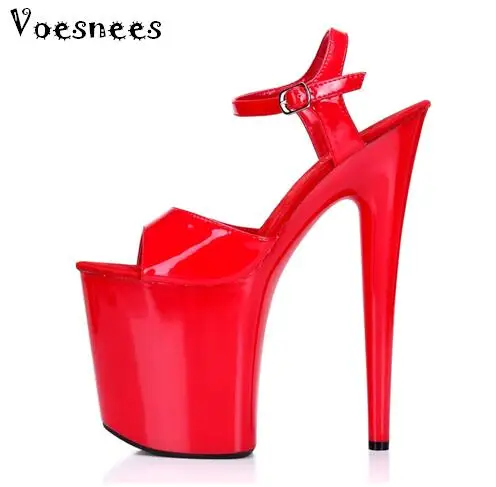 

Sandals Women European and American Hate Day 20cm High Catwalk Shows Nightclub Sexy High-heeled Shoes Patent Leather Sandals