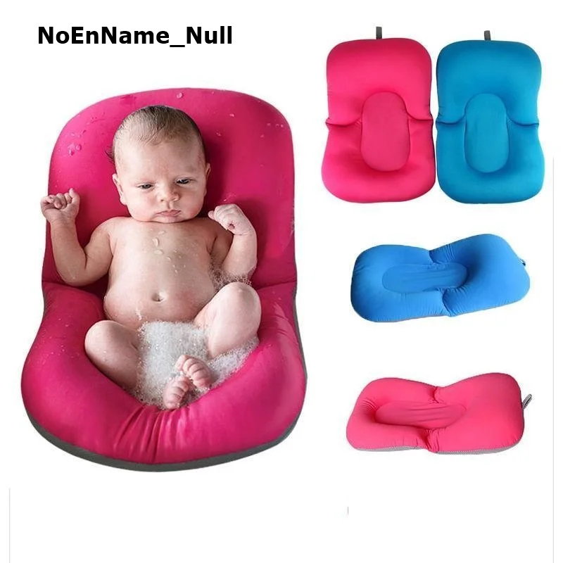 

NoEnName_Null Baby Bath Tub Mat Pillow Support Shower Cushion Care for Newborn Adjustable Soft Safety Mesh Blue Red