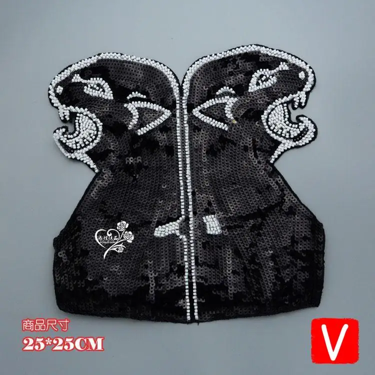 

VIPOINT Sequins embroidery beaded big leopard patches animal patches badges applique patches for clothing DX-228