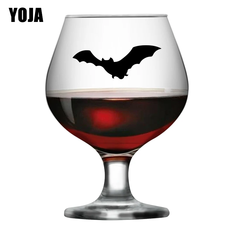 

YOJA 6.5X2.5CM 6pcs Bat Funny Animal Wine Glass Sticker Personality Home Wall Decal Decoration G1-0230