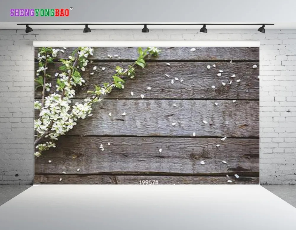 

SHENGYONGBAO Art Cloth Custom Photography Backdrops Prop Cherry blossoms and Board Theme Digital Photo Studio Background 19957