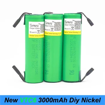 

VTC6 3.7V 3000mAh 18650 Li-ion Battery 30A Discharge for US18650VTC6 Tools e-cigarette batteries+DIY Nickel sheets stripe jun19