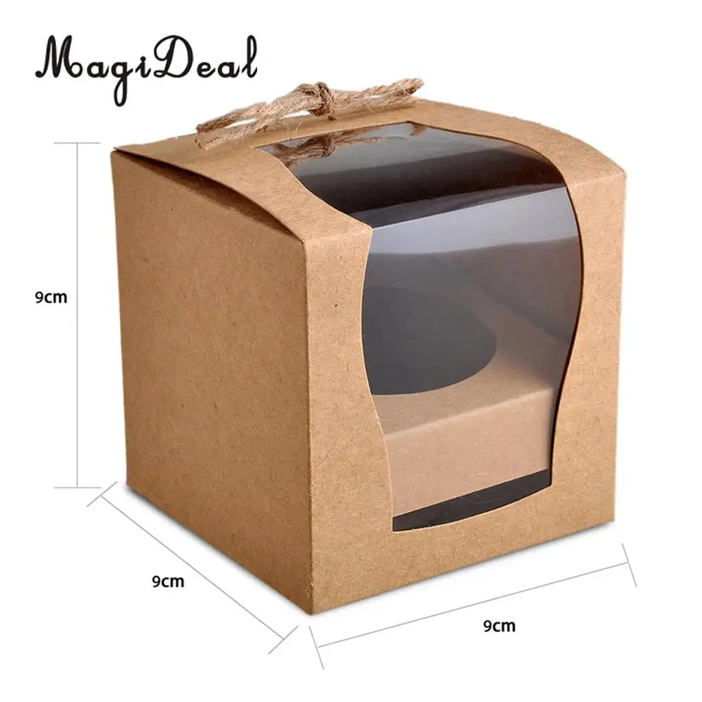 MagiDeal 24pcs Vintage Kraft Paper Cake Cupcake Box Bakery Package Craft Wedding Favor Gift Favor Brown