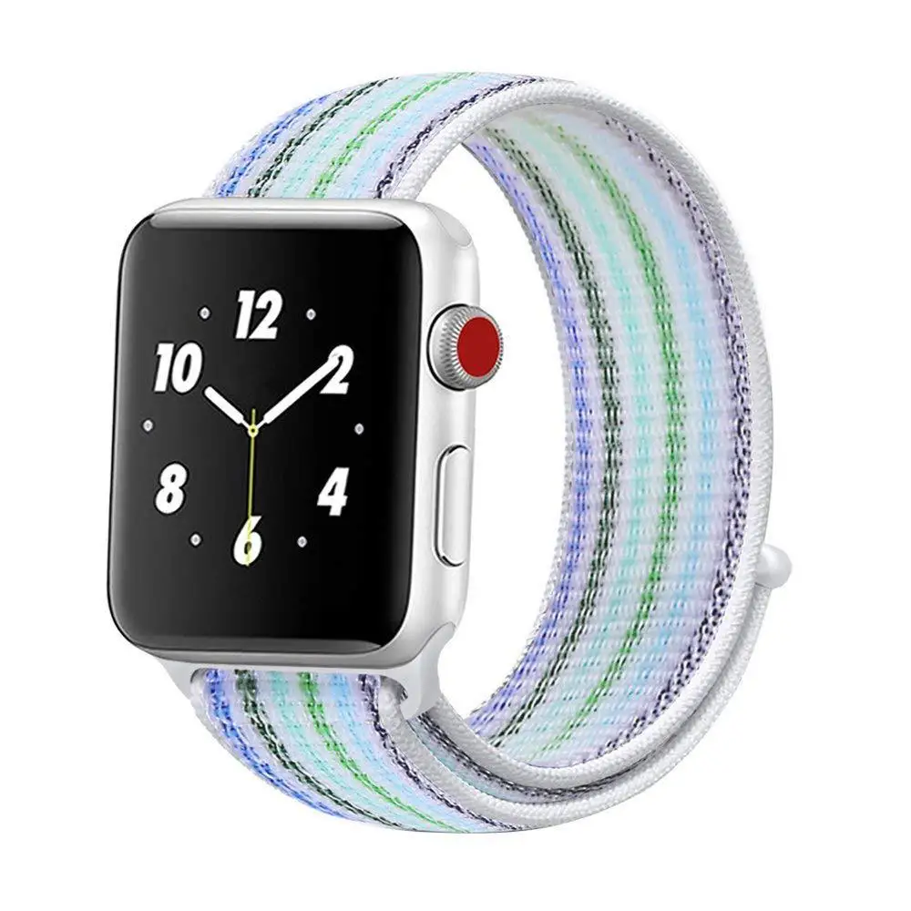 Ремешок для Apple Watch band Apple Watch 5 44мм 40мм iwatch 4 3 2 ремешок 42мм 38мм Спортивная петля Радуга Нейлоновая петля браслет ремешок для часов