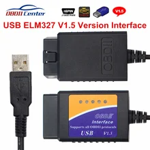 Najnowsze ELM327 USB V1.5 OBD2 interfejs diagnostyczny ELM 327 1.5 wersja sprzętu kod OBDII czytnik USB OBD 2 kabel diagnostyczny narzędzie