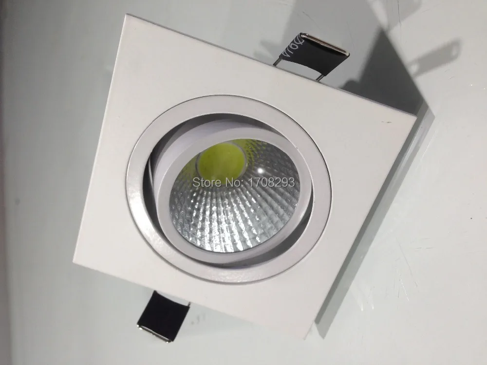

New square COB LED Downlights 5w 7w10W12w 100pcs/lot Rotatable Shell:White Indoor Ceiling lamps,AC90~260V Restaurant lights