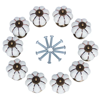 

10Pcs Lovely Cute Vintage Ceramic Door Knob Cabinet Drawer Wardrobe Cupboard Kitchen Puller Handle with Installed Screws