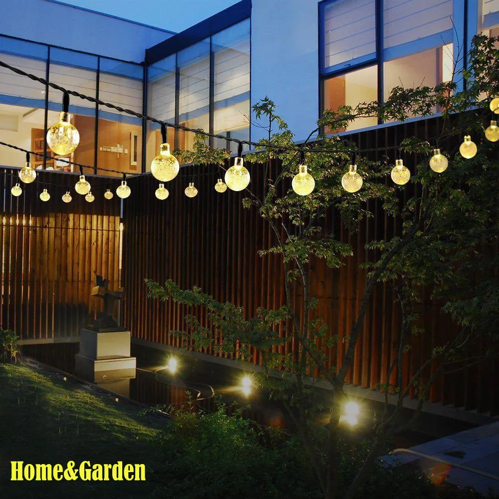 string lights in courtyard