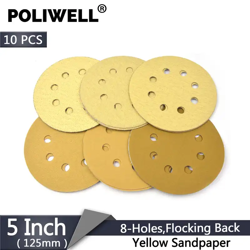 10pcs Sandpapers Set 5Inch 8Hole Abrasive Grit 60 Hook Loop Sanding Discs for Random Orbital Sander Polishing