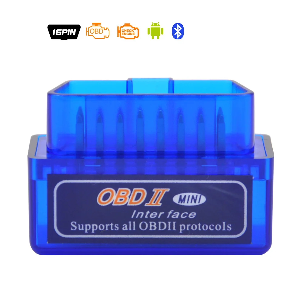 OBD2Mini ELM327 Bluetooth V2.1 интерфейс АВТО OBDII диагностический инструмент ELM-327 сканер работает на Android Torque/PC v 2,1 адаптер BT - Цвет: Black button