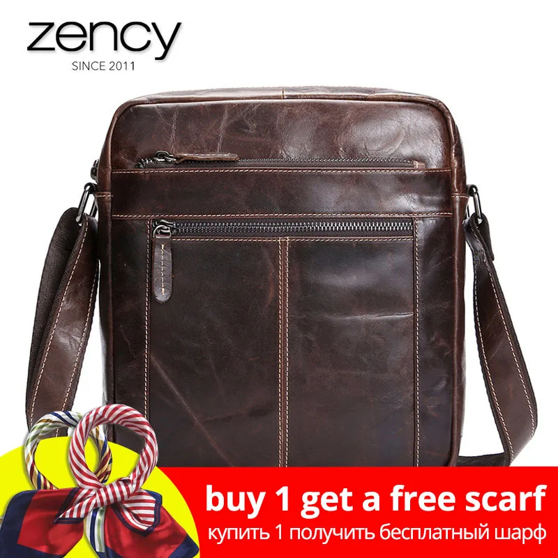 

2018 New Arrival Men's Shoulder Bags High Quality Cowhide Genuine Leather Messenger bag for male Man's Zipper Ruksacks