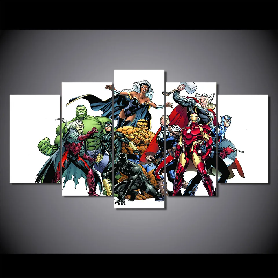 5 Pieces Canvas Prints marvel Hero comics painting Wall Art Panels