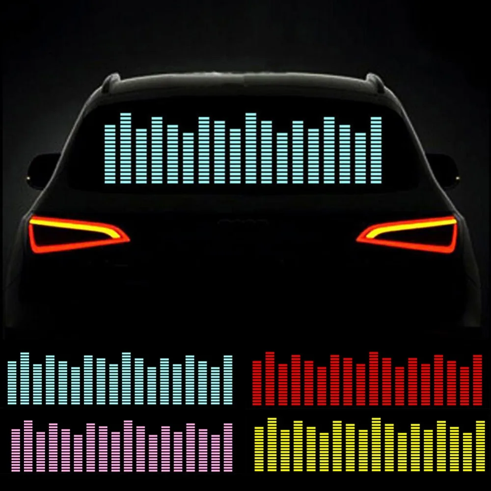 Новая мода 45x11 см 12 В светодиодный контроль ритма музыки Свет Звук активировать световой низкое энергопотребление прочный автомобильный стикер#296076