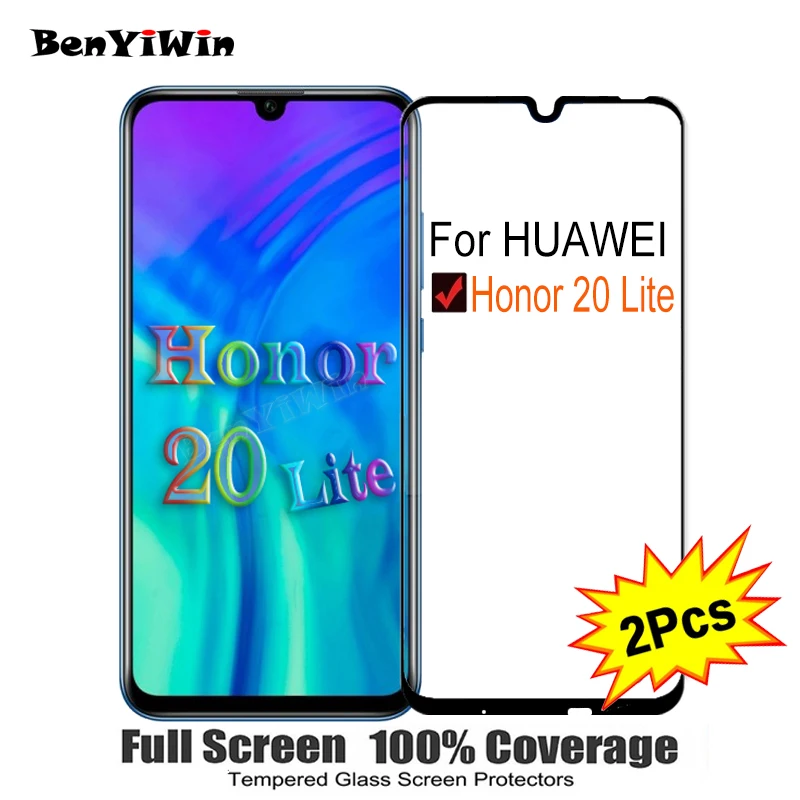 

2PCS Full Cover Screen Protector Tempered Glass For Huawei Honor 20 lite 6.21" 9H Protective glass For Honor 20 lite Film Case