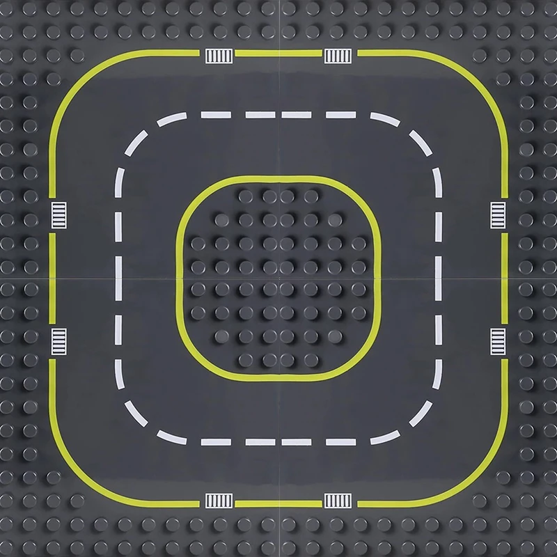 Городской дорожный трек, большие строительные блоки, доска, аксессуары для автомобиля, сделай сам, сборка автомобиля, игрушки, детский подарок, совместимый набор Duplo - Цвет: 4pcs toroidal road A
