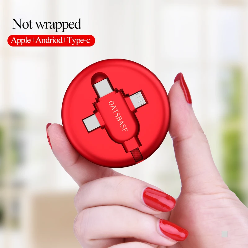Oatsbasf USB كابل ل فون X 8 7 6 شحن شاحن 3 في 1 مايكرو USB كابل ل الروبوت USB نوع c نوع-c الهاتف المحمول الكابلات