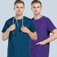 Мужской костюм медика наборы больничный доктор униформа медсестры стоматологическая клиника V шеи короткий рукав костюм медика s Nanou LX101