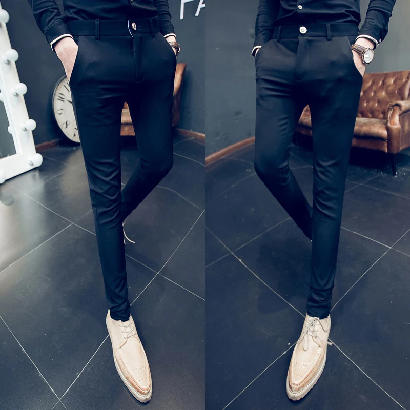 2018 Summer New Slim Cone Gentleman Stripe Feet Nine Business Casual Pants Personality Fashion Classic Influx Urban Hair Stylist