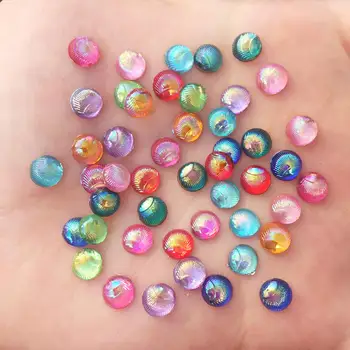 

300Pcs mixed AB resin 6mm round Shell Flat back rhinestone scrapbook DIY Wedding half bead Fashion Jewelry ornament craft PF564
