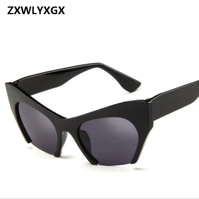 

ZXWLYXGX 2018 Fashion half-box CatEye Sunglasses Women Brand Designer Vintage Luxury Snap Sun Glasses Oculos De Sol Gafas