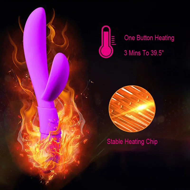 10 Speed Dual Motor G Spot Rabbit Vibrators Heating font b Dildo b font Vibrator Sex