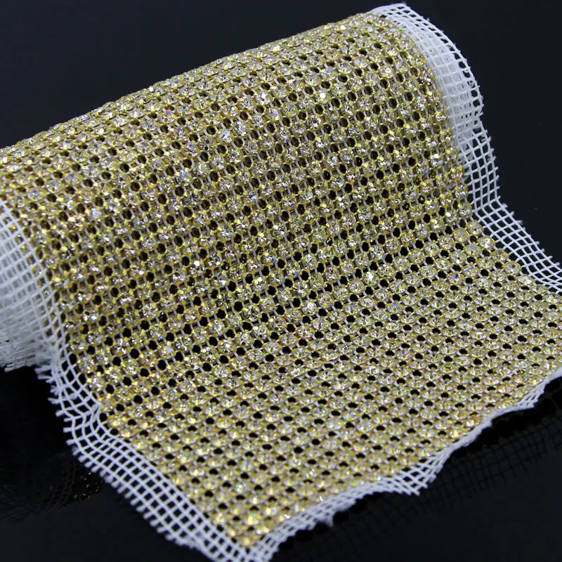 

1 Yard 24 Rows Net Yarn Rhinestone Trim Clear Crystal Appliques Hox Fix Sewing Dress, Sash, Wedding Bridal Belt