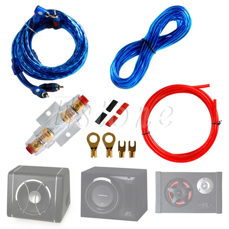 Qii lu Car Audio Subwoofer Wire,4 Guage 2800W Car Audio Subwoofer Amplifier Speaker Installation Wire Cable Kit Fuse Suit