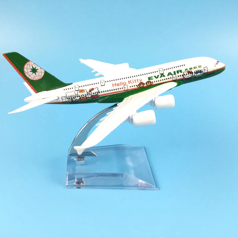 16 см A380 EVA AIR рисунок «HELLO KITTY» из металлического сплава модель самолет модель игрушечный самолет подарок на день рождения