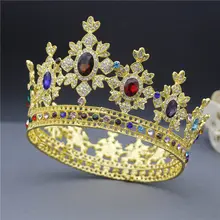 Queen King свадебная корона для женщин диадема невесты головной убор круглый диадемы и короны свадебные украшения для волос красивый головной убор