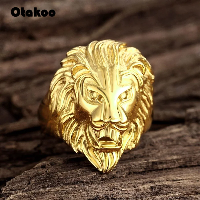 Otakoo высокое качество панк золото Лев кольцо для мужчин нержавеющая сталь