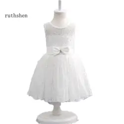 Ruthshen Платье в цветочек для девочек белый/слоновая кость Короткие свадьбы Дешевое платье для вечеринки Платья для причастия