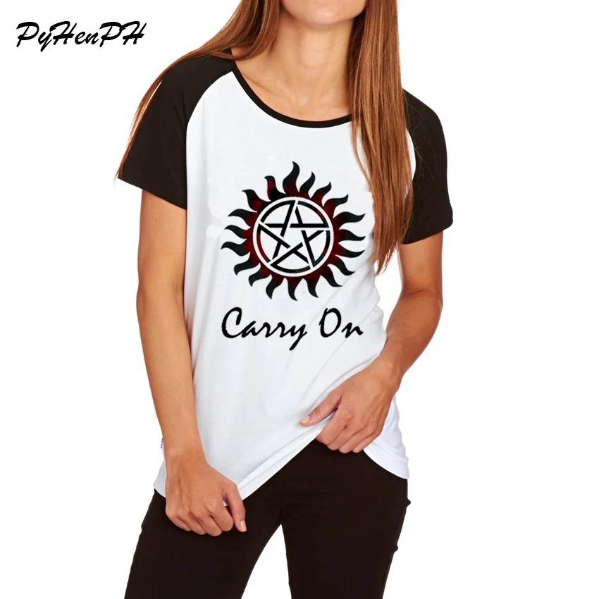 

Supernatural T shirt 2019 New Loose Tops Women Casual Summer T shirt Harajuku Carry On Print Women's T-shirt Cotton Tshirt