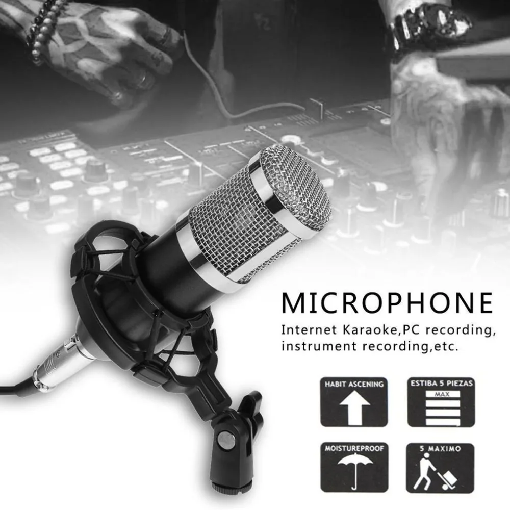 BM800 динамический конденсатор микрофона, звук студийный аудио запись микрофон с ударным креплением для вещания КТВ пение