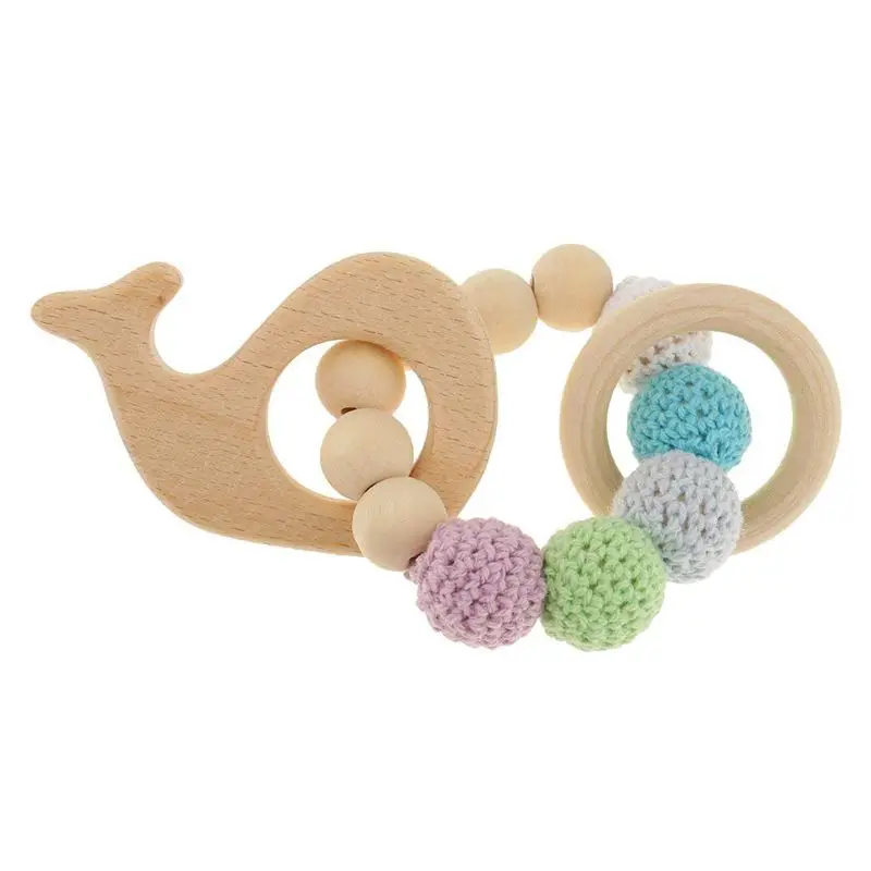 discount 1 pc Wooden Educational Toys Children Rattle Toy Baby Teething Accessories Multicolor - Whale