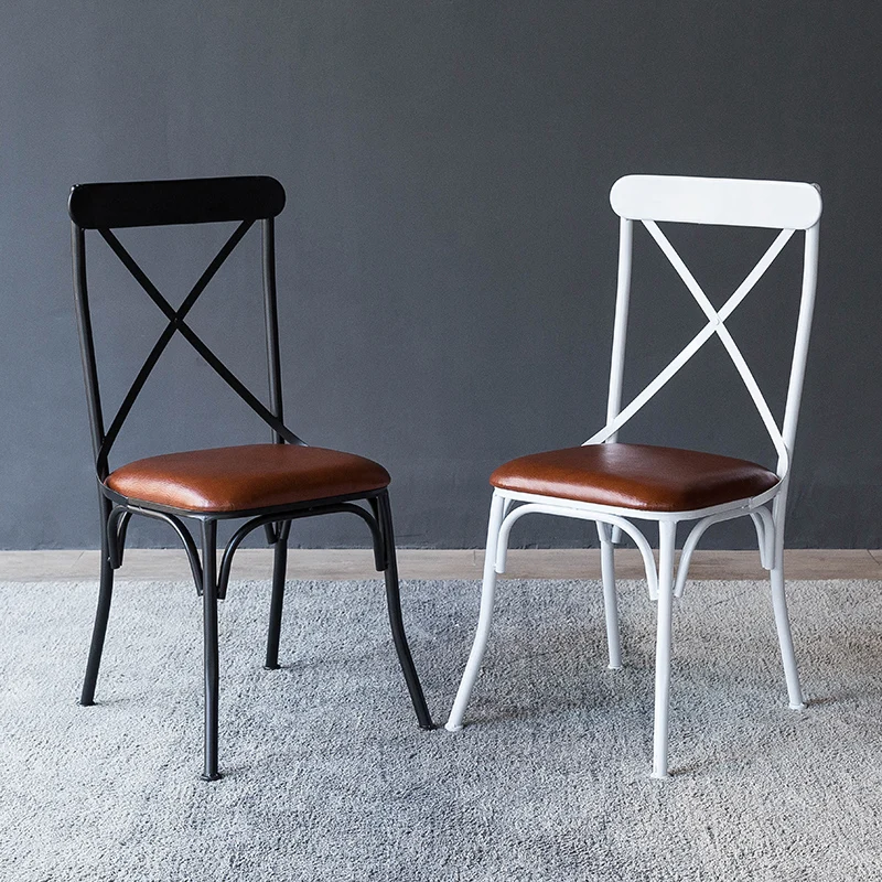 INDUSTRIAL RETRO RUSTIC URBAN FRENCH BISTRO STYLE METAL DINING CHAIR SEAT CROSS BACK CAEF RESTAURANT DINING ROOM FURNITURE