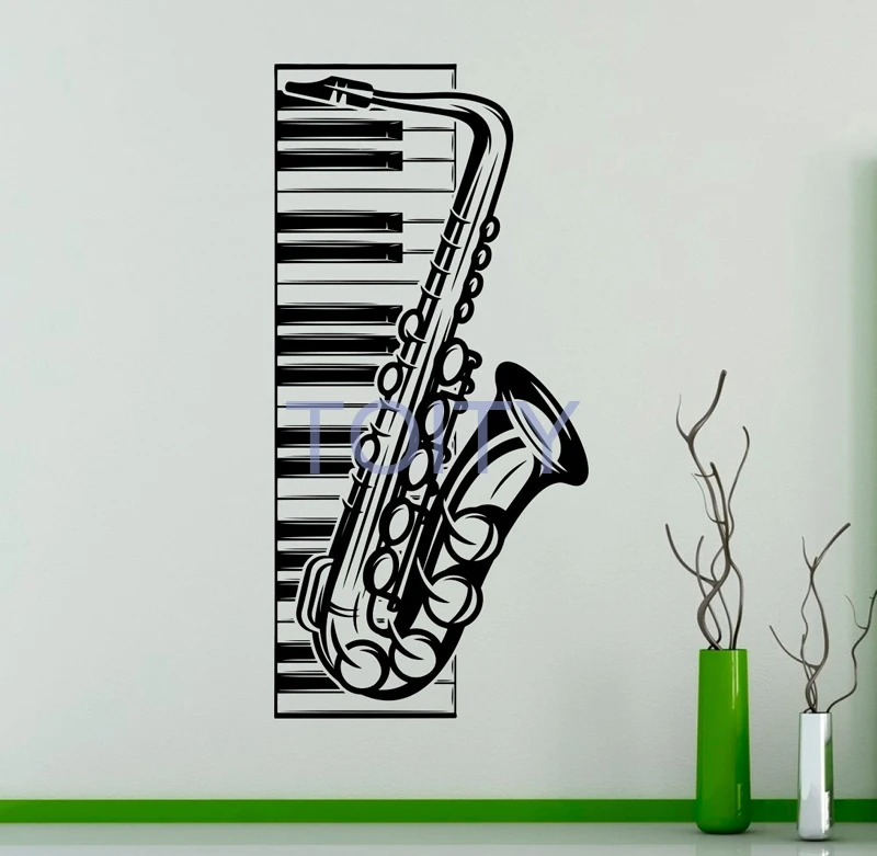 Piano Keys and Saxophone Wall Vinyl Decal Musical Instruments Wall