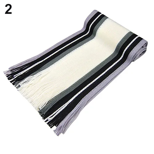 Новое поступление, Мужская классическая акриловая шаль, зимний теплый длинный полосатый шарф с бахромой, 6YUM - Цвет: 2