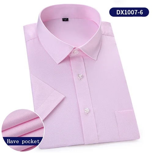Лето, мужская рубашка с коротким рукавом, на пуговицах, с воротником, облегающая, дышащая, удобная, модная, деловая, мужская, Повседневная рубашка, YN10548 - Цвет: DX1007-6
