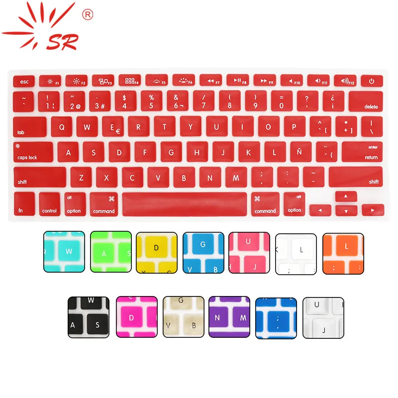 108 16 De Descuentosr 14 Colores Versión De Ee Uu Letra En Español Teclado De Silicona Pegatina Para Macbook Air 13 Pro 13 15 17 Etiqueta De La