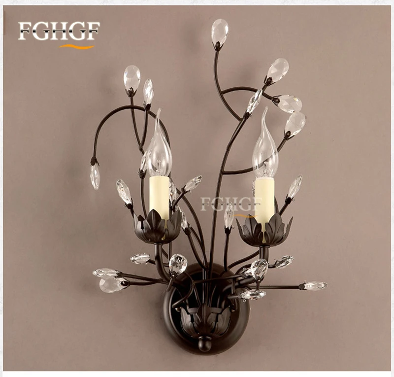 crystal wall lamp wall lights sconce bedroom bedside lamp candle double wall lamp for bedroom living room restaurant beside lamp (5)