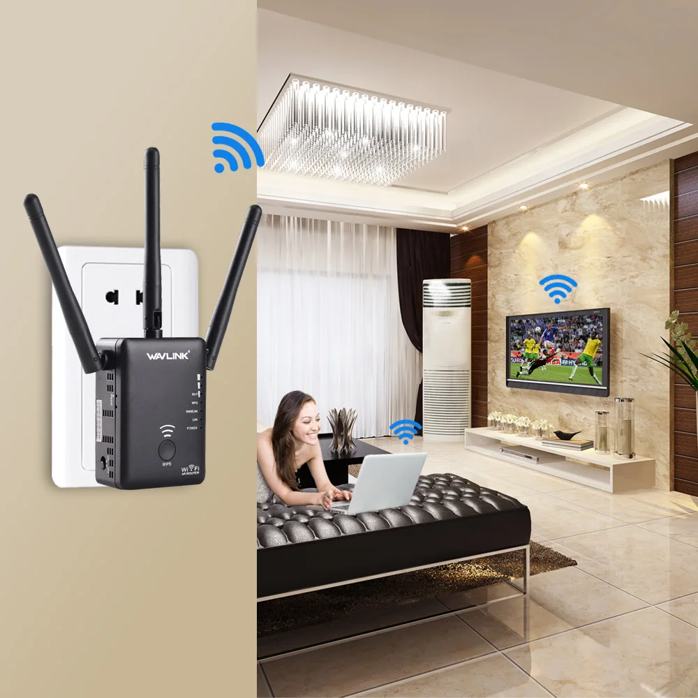 

Wavlink 750Mbps 5GHz 2.4GHz Wireless Wifi Extender Repeater Router Network With 3 External Antennas US/EU Plug