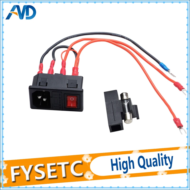 

2pcs Power Switch 220V/110V 15A Short Circuit Protection Safety Switch Power Socket For 3D Printer Parts