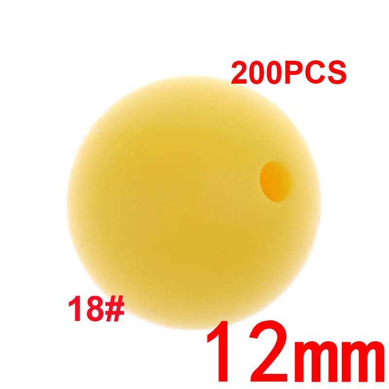 18 Yellow 200 шт Круглые 12 мм Силиконовые Бусины прорезыватель Bpa бесплатно детские стоматологические ожерелья Аксессуары крепления для укачивания, успокаивающего приспособления цепочка ручная работа - Цвет: 18 Yellow