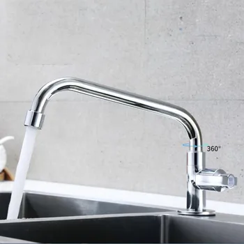 

G1/2 Brass Kitchen Sink Single Cold Faucet Basin Wash Basin Sink Single Handle Quick Opening Tap 360 ° Rotating Bathroom Bibcock