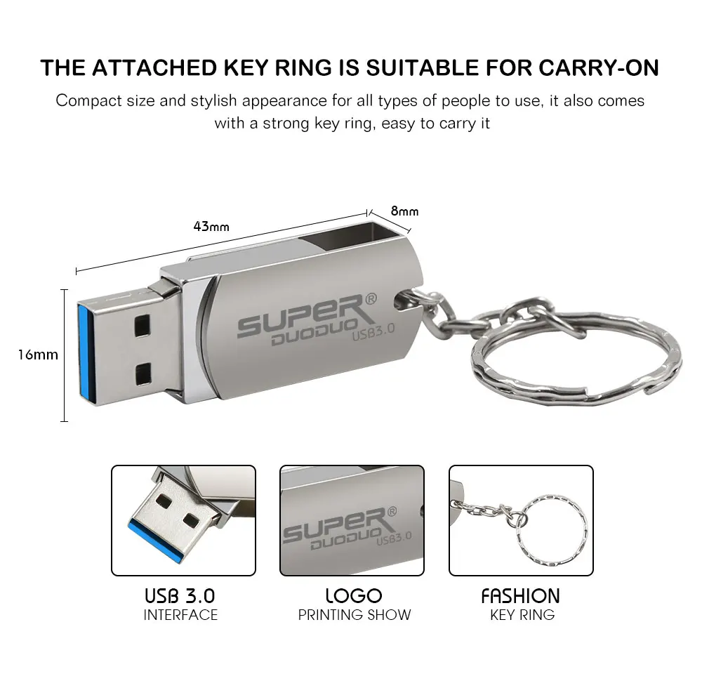 USB флеш-накопитель 3,0, металлическая цепочка для ключей, Usb флешка, высокоскоростной флеш-накопитель 128 ГБ, 64 ГБ, 32 ГБ, 16 ГБ, 8 ГБ, Micro USB флешка, более 10 шт., бесплатный логотип на заказ