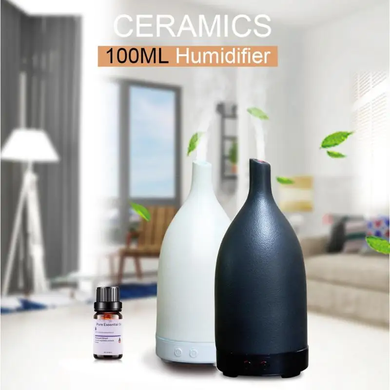 

100ml Ceramic Air Humidifier Ultrasonic Humidifier Aroma Diffuser Air Freshener Purifier Mist Maker Fogger AC 100-240V