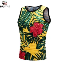 С цветами и листьями майки 3D летние без рукавов мужские Гавайские Жилеты Спортивная гавайская рубашка майки Camisa пляжные жилеты EUR