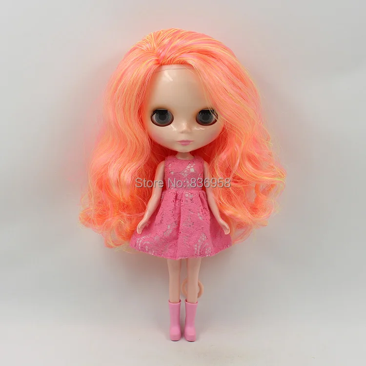 

ICY free shipping nude blyth doll bjd neo BL89813012 YELLOW MIX PINK AND ORANGE HAIR side parting toy gift